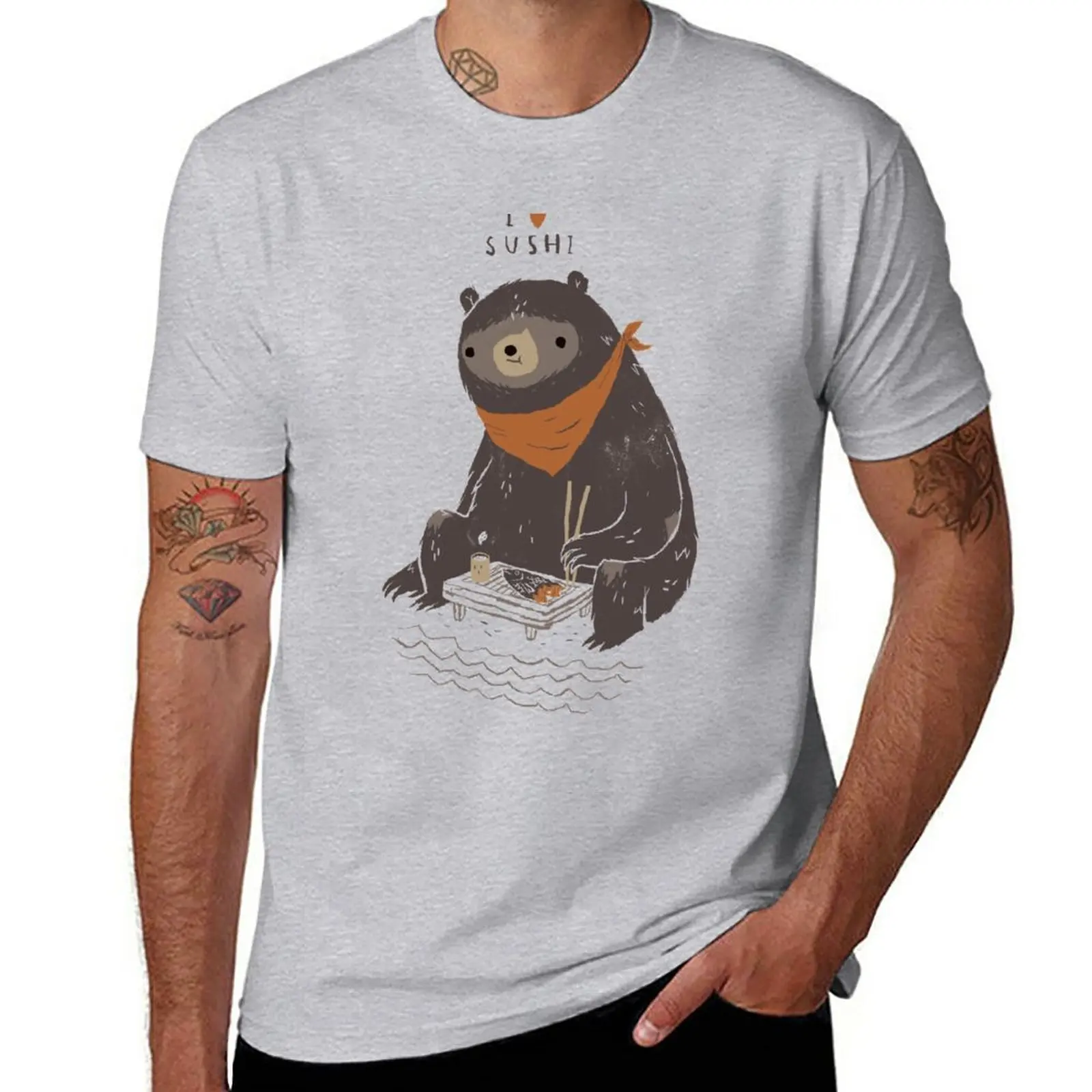 

sushi bear T-Shirt graphics sublime korean fashion heavyweights mens vintage t shirts
