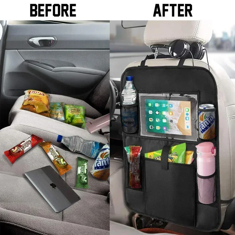 Backseat Car Organizer Kick Mat Back Seat Protector Touch Screen Tablet Holder Car Organizer Kids Travel Accessories