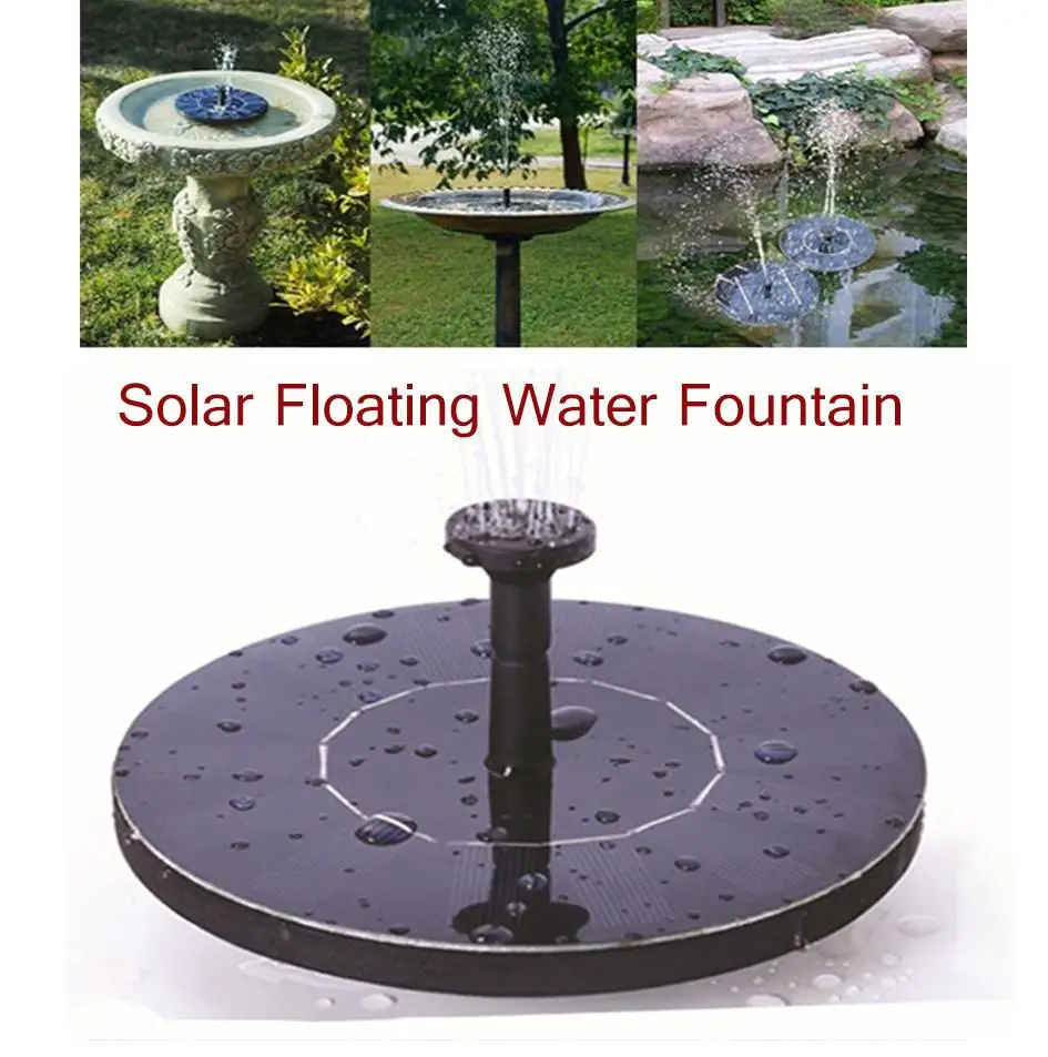 Solar Powered Floating Water Fountain para Jardim e Pátio, Bird Bath Fountain Pump, Pond Decoração, 1Pc