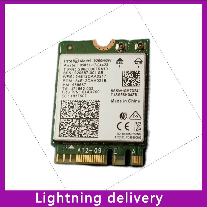 

01AX769 для Lenovo intel 9260NGW AC беспроводная сетевая карта гигабитный Wi-Fi модуль 1,73G M625q