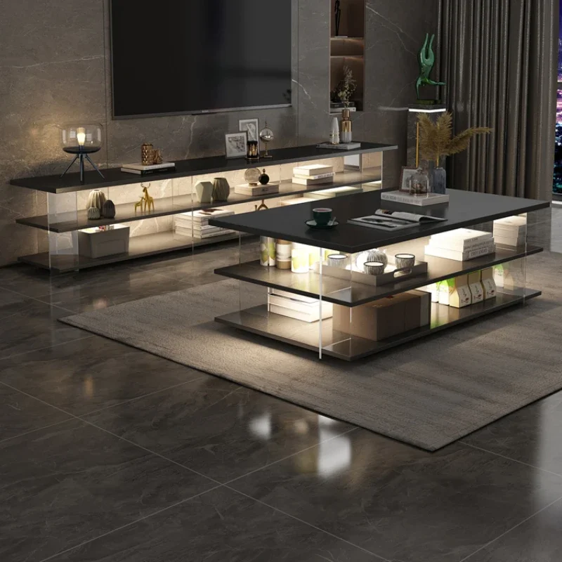 Floor Modern Tv Stand Ornaments Black Luxury Storage Display Table Tv Glass Minimalistic Fernseher Schrank Household Goods 6
