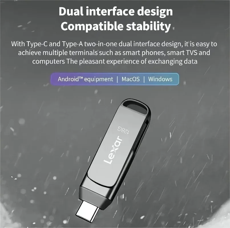렉사 듀얼 드라이브 D400 USB 3.2 타입-C 타입-A 플래시 드라이브 (PC용, 메탈 하우징, 저장 용량 확장, 점프 드라이브, 렉사)