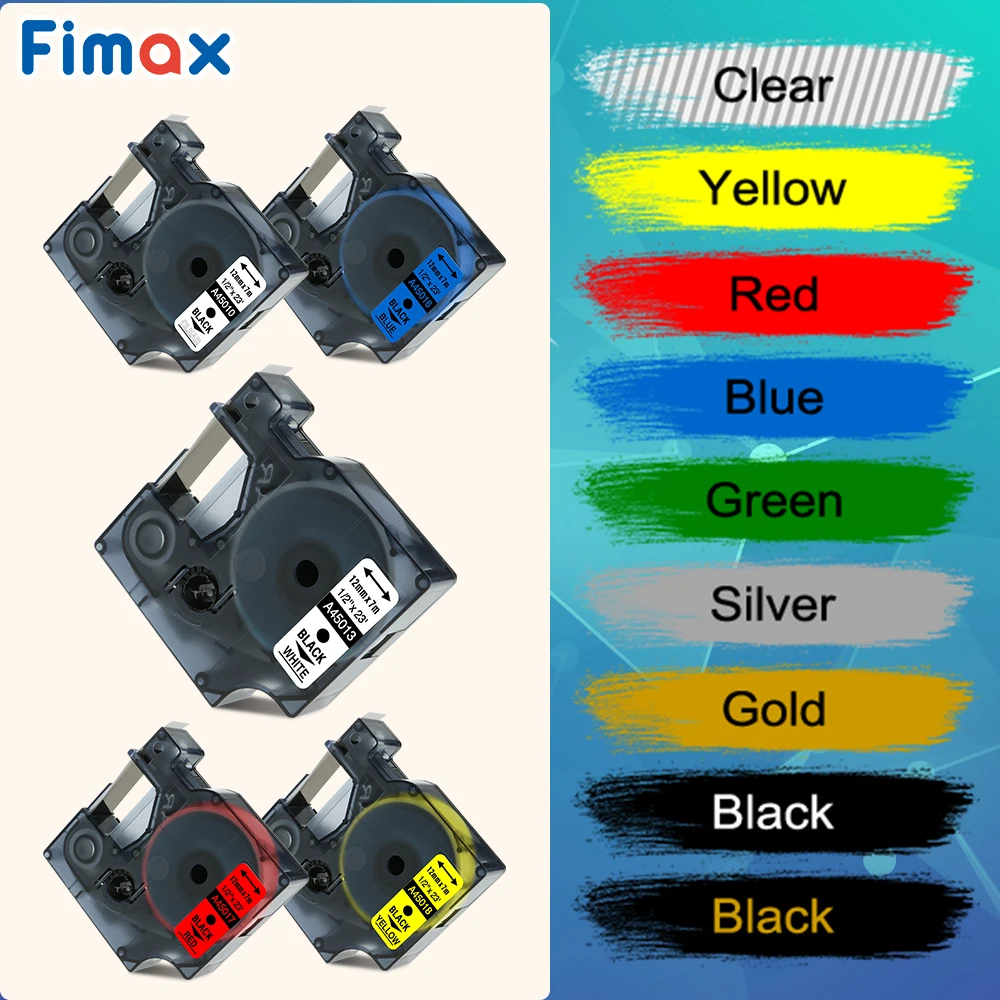 45013 45010 Dymo D1 호환 라벨 테이프 12mm 45016 45017 45018 45021 45026 라벨 프린터 LM160 LM350 210D 라벨 메이커