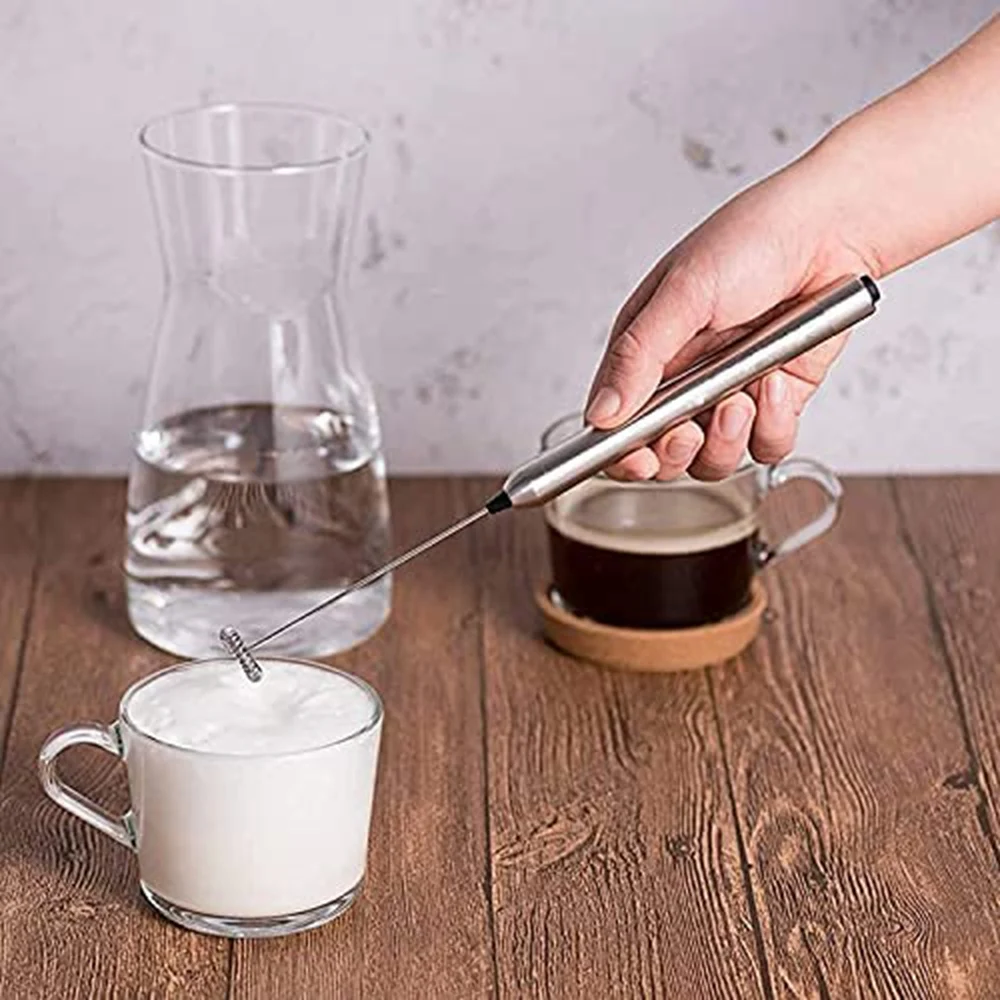 Electric Milk Frother Rod Stainless Steel Handheld Milk Frother Frother Battery Operation