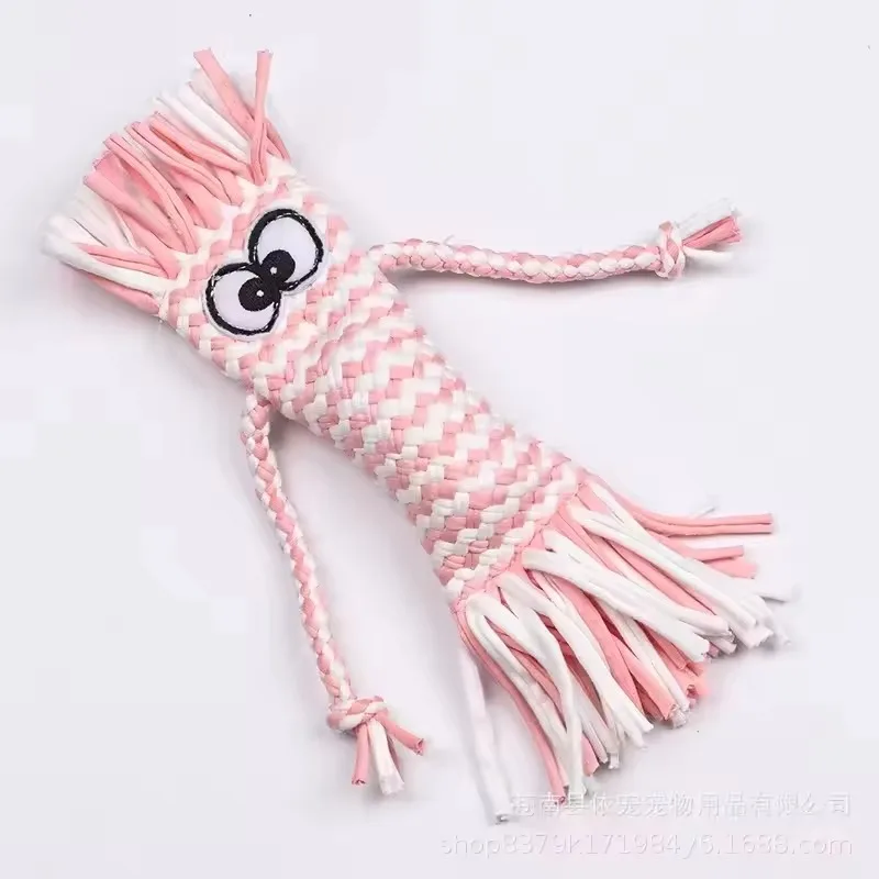 Dog Rope Chew Toy Straw Head Braided Knot Doll Squeaker Sound Toy Molar Dog Toy Pet Training Pet Interactive Toy Pet Supplies 5