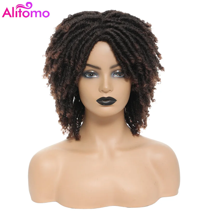 

Synthetic Braided Wigs for Black Women Dreadlocks Wig Faux Locs Crochet Hair Wigs with Curly End Afro Short Curly Daily Wigs