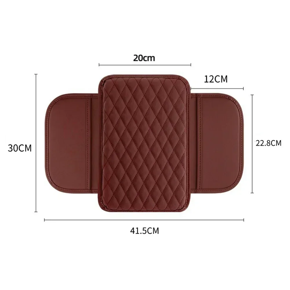 1 Piece of PU Leather Car Armrest Box Pad with Side Storage Bag, Fashionable Armrest Box Pad for Interior Accessories