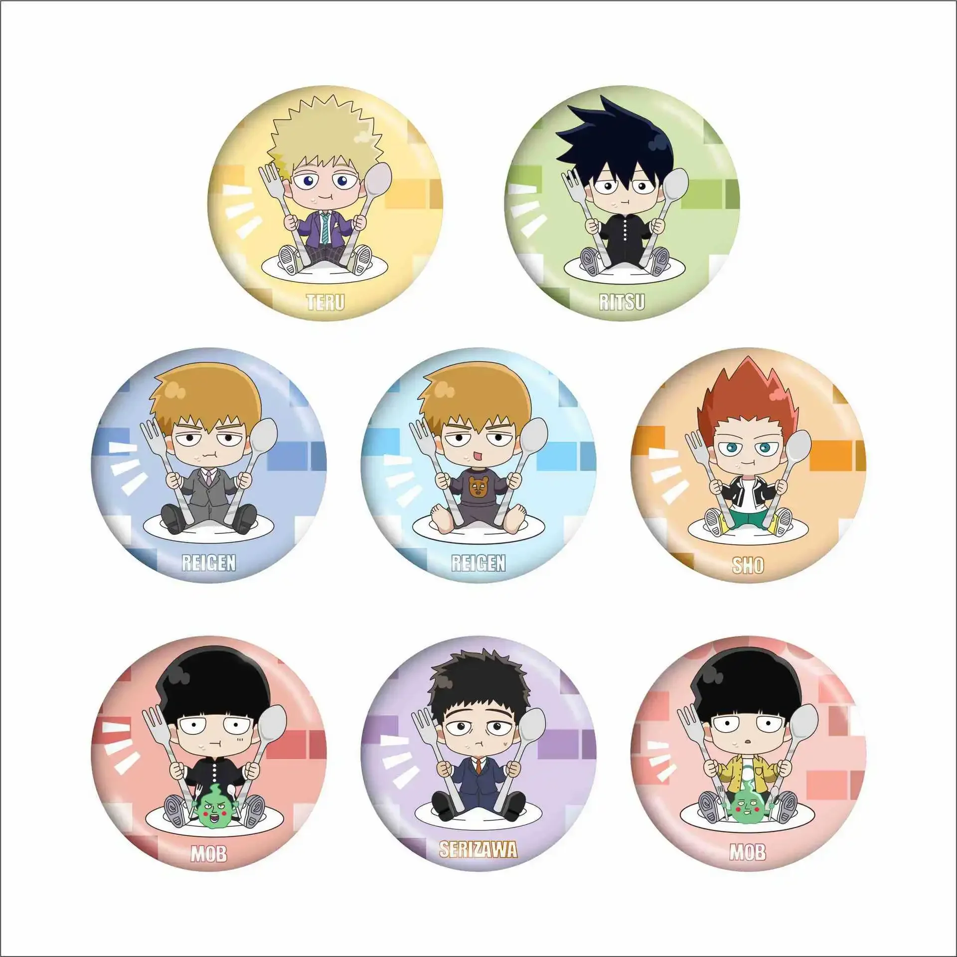 

Mob Kageyama Anime Kawaii Famous Characters Peripheral Mini Badges and Pins HD Pattern Accessories Costumes Badge 2D Style Props