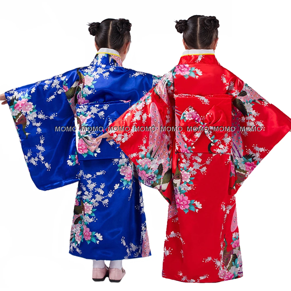 Kids Girls Japanese Traditional Haori Kimonos With Obitage Yukata Dress Satin Silk Luxury Oriental Bath Robe Sakura Clothing magic mirror series for vivo iqoo 9 pro fashion flower pattern phone case mirror design tpu tempered glass pc scratch resistant cover with ring kickstand sakura love