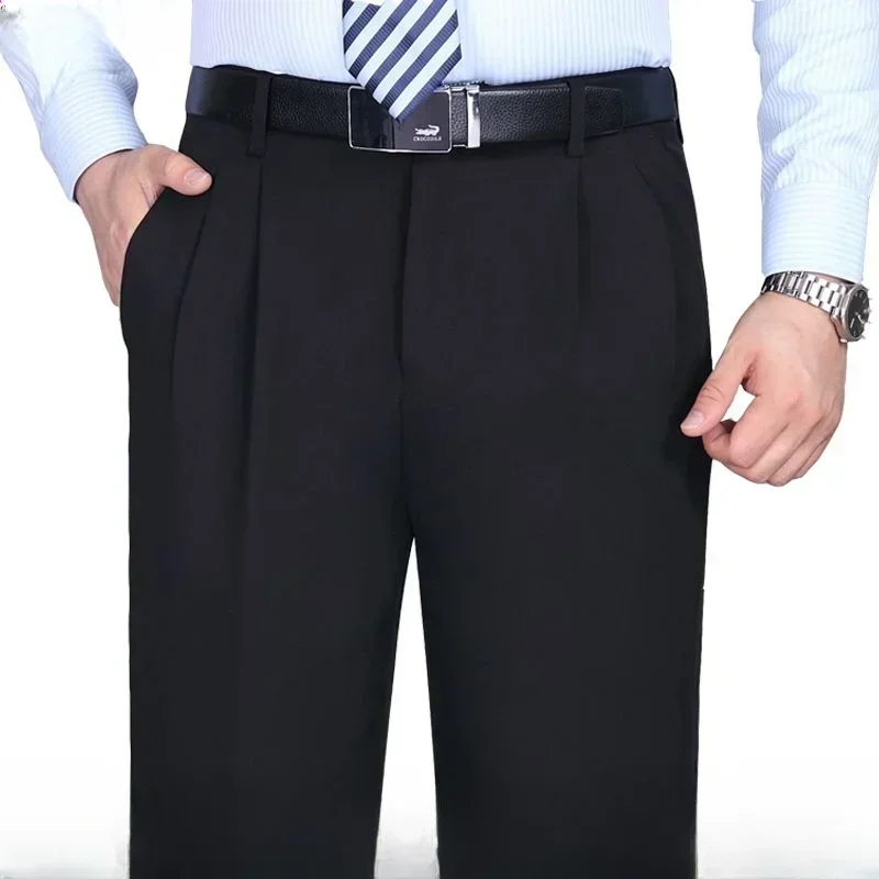 Men Pants Stretch Pants Business Pants Suit Pants High Elastic Trousers for Men Business Formal Dress Pants Casual Slim Office Social Suit Pants Streetwear Costume Homme D92