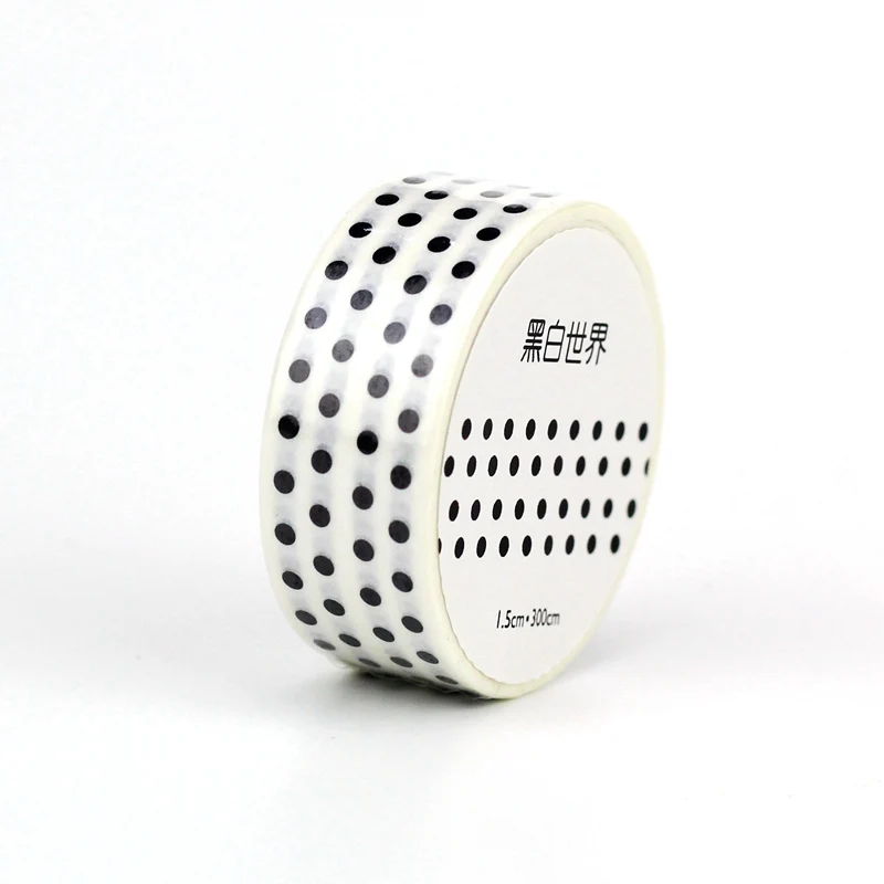 

1PC 10M Decorative Black and White Dots Japanese Washi Tape for Journaling Adhesive Masking Tape Cute Papeleria