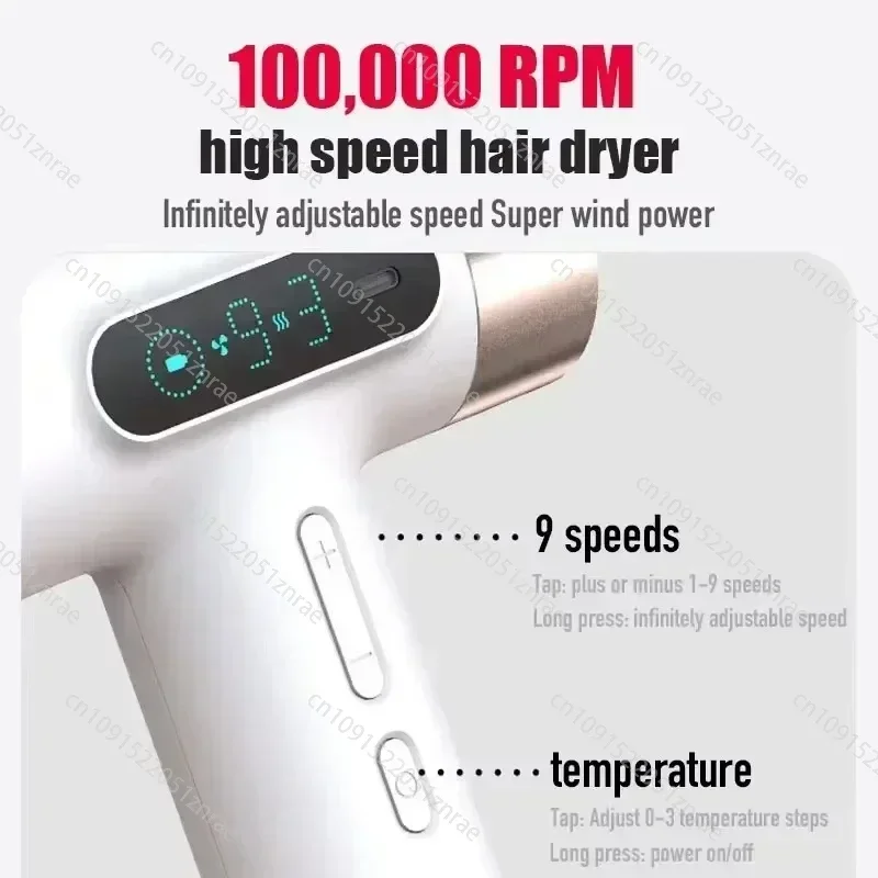 Super LED Display Portable USB Charging Wireless Hair Dryer 100000RPM High Speed Wireless Cold/Hot Air Type-C Fast Drying portable hair dryer