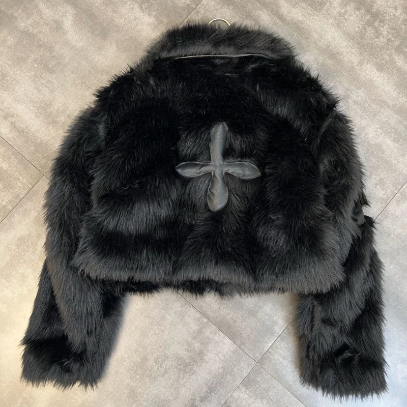 Fur Coat 2023 New Autumn And Winter Women Jacket Lady Parka Black White