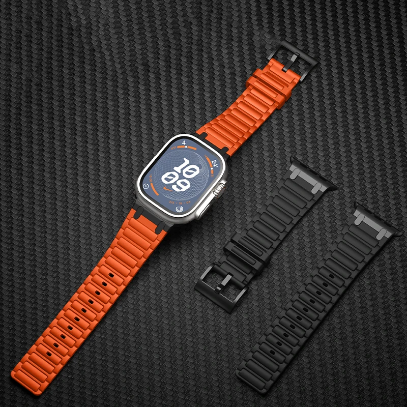 Enhanced Silicone Strap with Modified Metal Integration for Smartwatch Wristbands