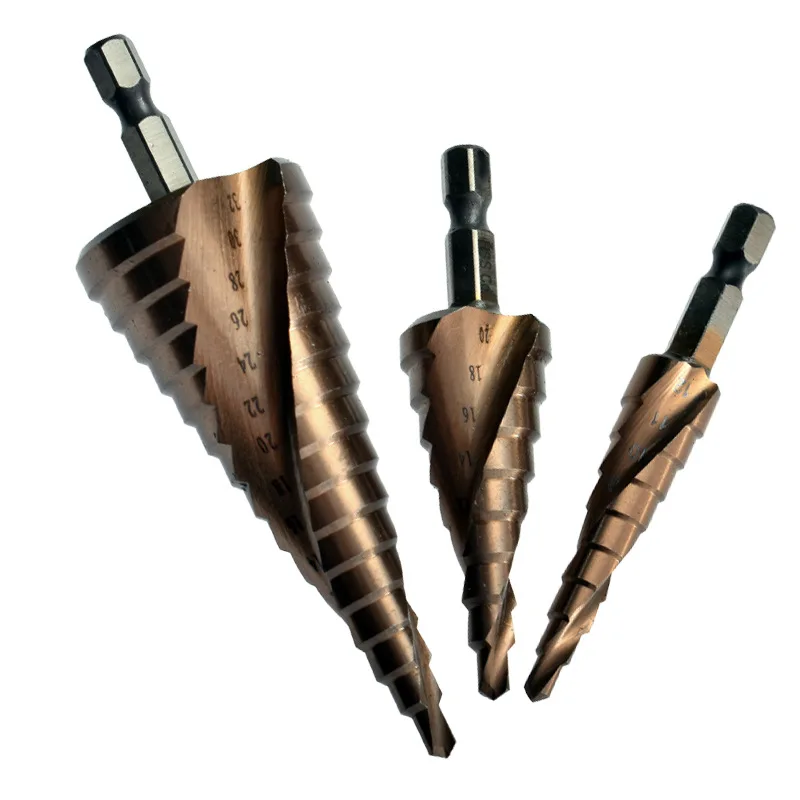 

3PCS Hexagonal Handle Pagoda Drill Electric Drill Reaming Set High Speed Steel Titanium Cobalt Containing High Hardness Drill