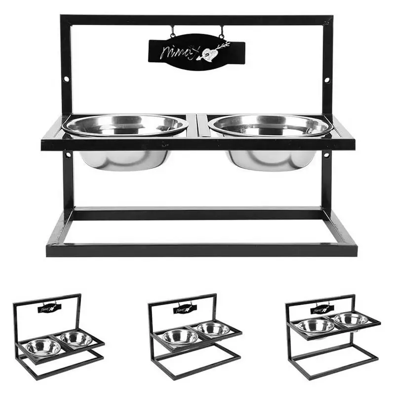 

Stainless Steel Dog Bowl Elevated Dog Bowls Iron Pet Dog Bowl Stands Detachable Dog Food Iron Rack Raised Pets Bowls Stand