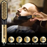 Professional Mini Ceramic Brush Hair Straightener Beard Straightening Comb Beard Hair Brush Men Hair Straightener Comb 2
