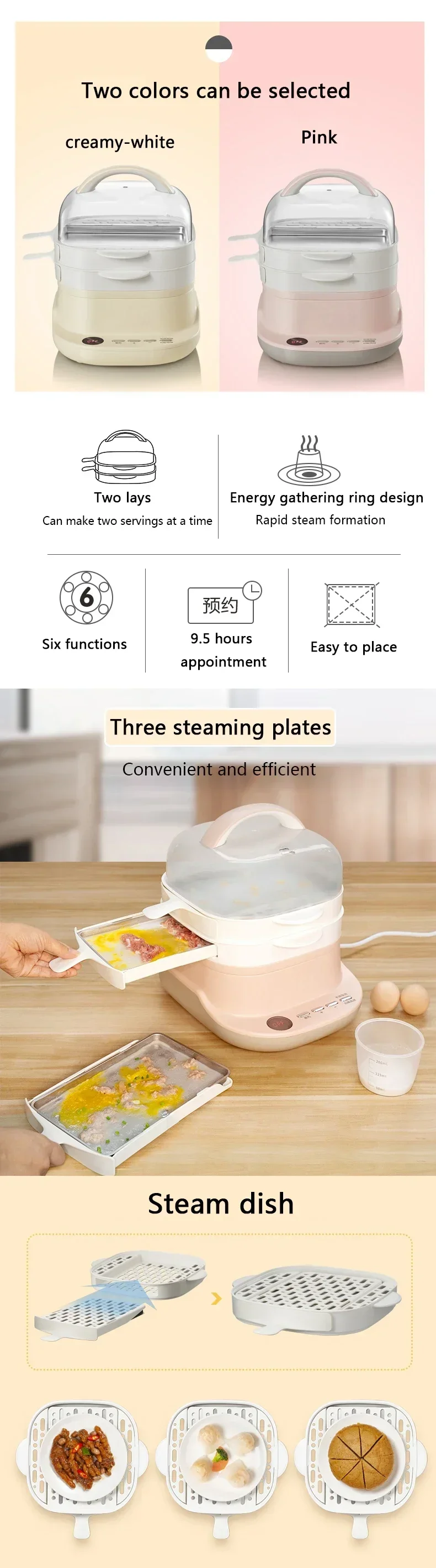 Description Picture 2 of item3L Intestinal Powder Machine Electric Steamer Drawer Type Multifunction Steamer Steamed Vermicelli Roll Rice Noodle Roll Steamer
