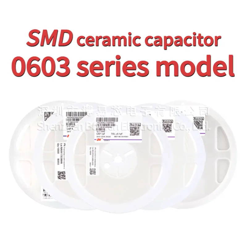 SMD ceramic capacitors, 100 pieces, 0603, 10pF, 100uF, 100pF, 1nF, 10nF, 15nF, 100nF, 0.1uF, 1uF, 2.2uF, 4.7uF, 10uF, 47uF