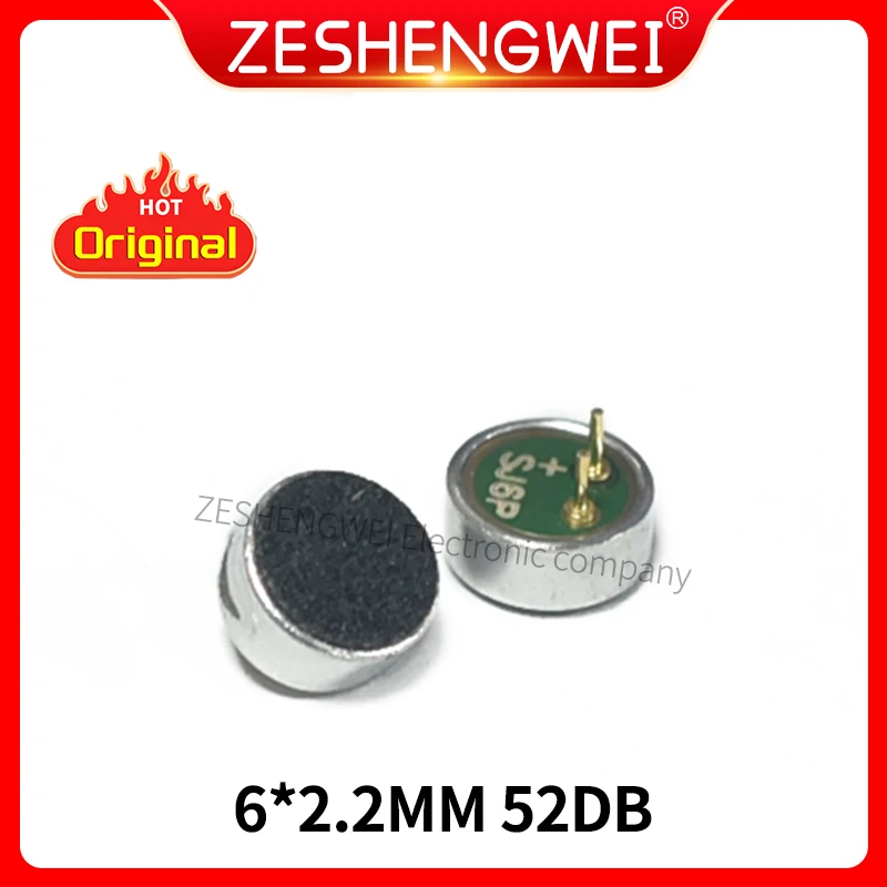 

10PCS 6*2.2MM Electret Microphone Condenser Pickup Microphone 52DB MIC Pin No Microphone 52DB Microphones