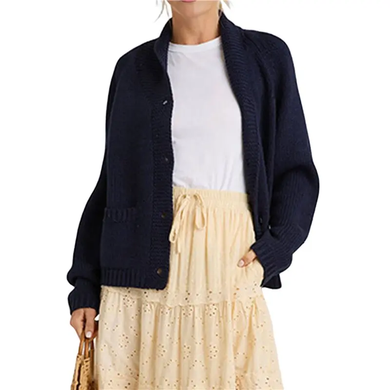 ABKS-여성용 긴 소매 가디건 스웨터 캐주얼 패션 Y2K 루즈핏 버튼 다운 니트 스웨터 코트