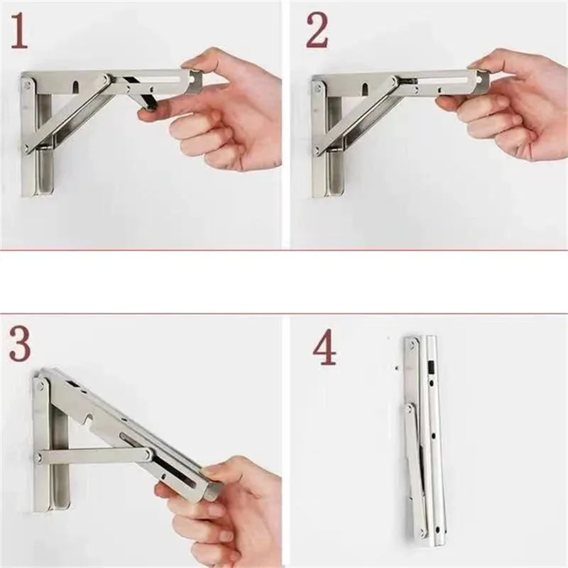 Soportes de estante plegables de 2 piezas, soportes de estante triangulares flotantes de alta resistencia, soportes de mesa en L montados en la pared, Hardware de mesa de banco