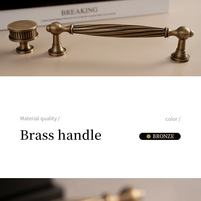 antique brass spiral ribbed cabinet handle for drawers