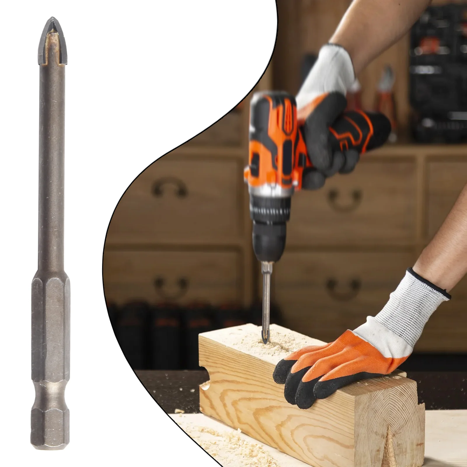 

Cross Hex Tile Bits Glass Concrete Hole Opener Triangle Drill 3/4/5/6/8/10/12mm Brown Tool Accessories