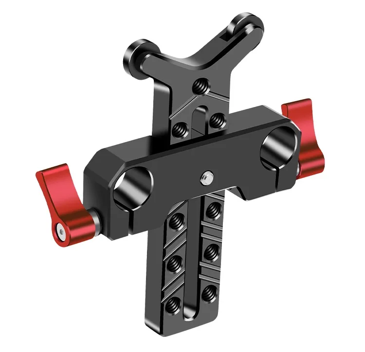 15mm Dual Rod Clamp Height Adjustable 1/4 Camera Lens Vertical Holder Telephoto
