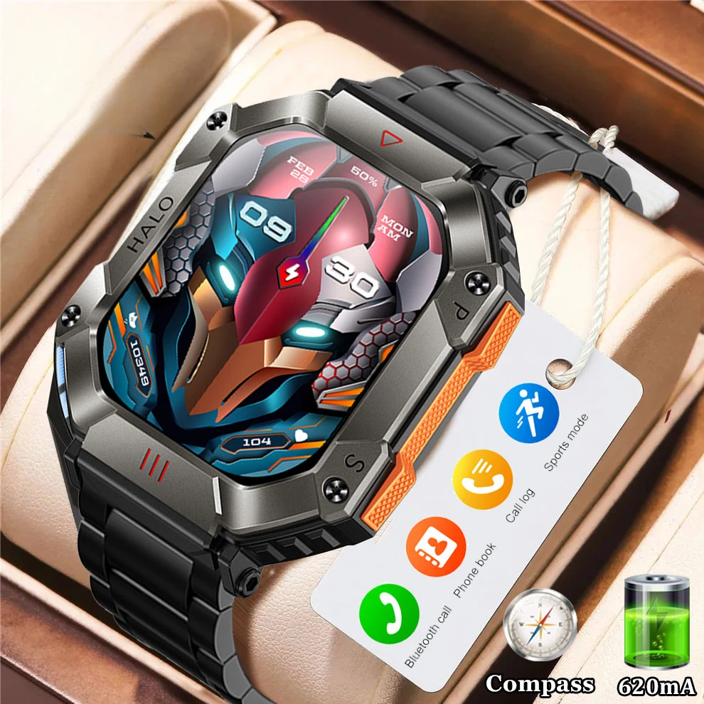 

new 650mAh Battery Watch Waterproof Men Smart Watch Compass Weather Outdoor Sports SmartWatch GPS Movement Track Bluetooth Call