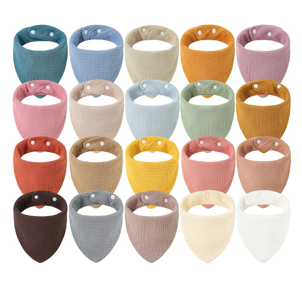 19 Color Crepe Triangle Saliva Towel Baby Bibs Infant Cotton Bib Newborn Solid Bandana Burp Cloth For Kid Feeding Drool Bibs 6