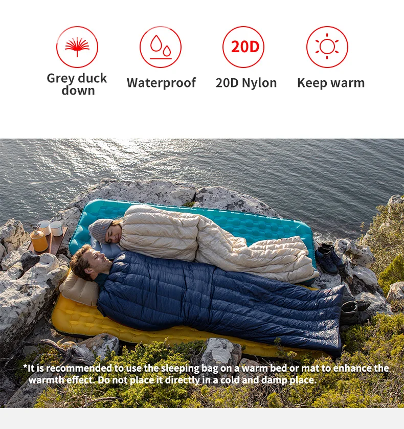 Naturehike CW280 CW295 Schlafsack Entendaunenschlafsack Outdoor-Reisen Camping Spleißbarer ultraleichter Rucksack-Schlafsack – Detail 3