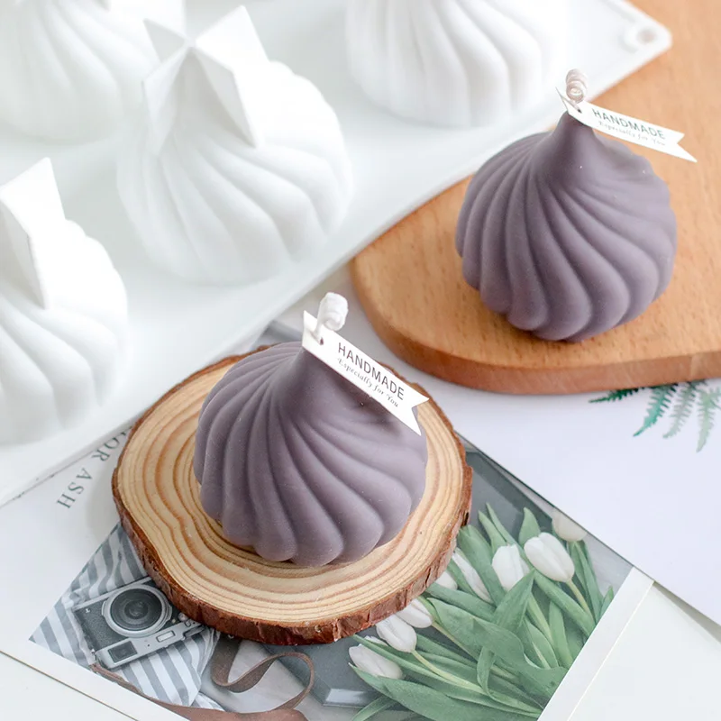

6 Hole Onion Head Candle Mold 3D Candle Making Molds Whirlwind Mousse Cake Mold Aromatherapy Candle Silicone Mold DIY Gift Decor