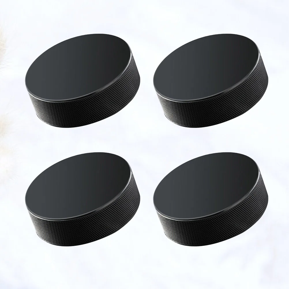 4 Pcs Professional Rubber Ice Hockey Pucks Standard Hockey Balls Sports Supplies for Practice Training Game (Black)