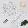 Comfortable Cotton Women's Kids Sketch Coloring Cartoon DIY Drawing Graffiti Suit Independent Station Rack Sleepwear Pajama Set 1