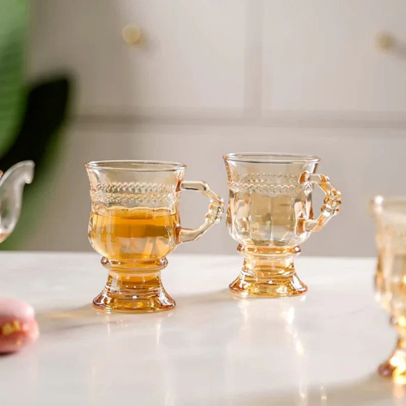 Turkish Tea Glasses with Handle-Set of 4, Slim Waist Design, Thick Base for Warmth-Perfect for Traditional Tea Lovers