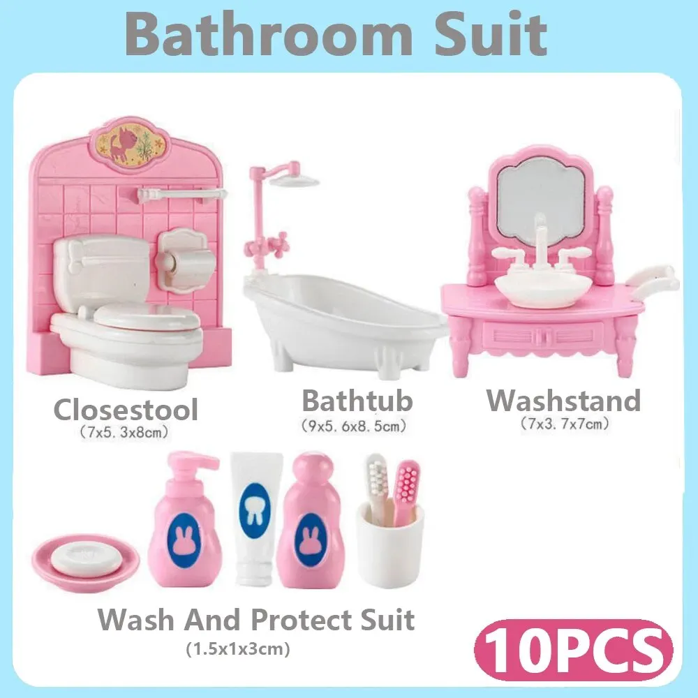 Charming Pink Miniature Dollhouse Kitchen Set - 10-Piece Kids Toy Collection