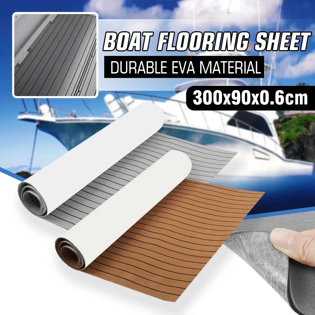 

3000x900x6mm Self-Adhesive EVA Foam Boat Yacht RV Caravan Marine Flooring Faux Teak Boat Decking Sheet Floor Decor Mat
