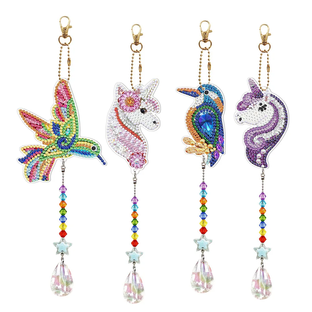 

Набор для алмазной мозаики «сделай сам», 2 шт., акриловая подвеска в виде колокольчика ветра, Ловца солнца, мозаика в виде животного, настенные украшения для домашнего декора