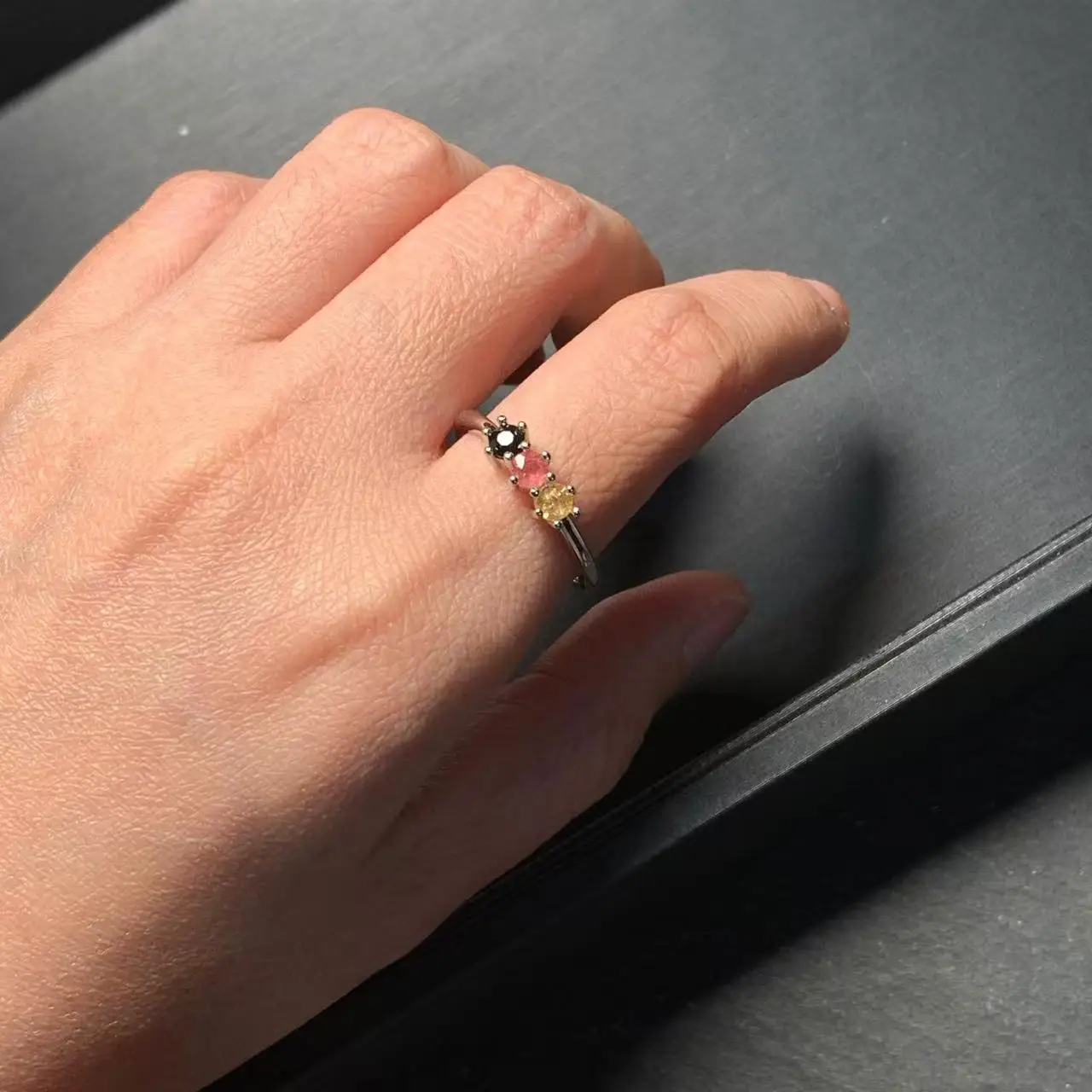 New Arrival Natural Tourmaline Rings Female  Jewelry For Women Gift Copper Cute Stone Flower