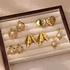 Irregular Imitation Pearl Earrings for Women Stainless Steel Gold Color Stud Earrings 2024 Trend Wedding Jewelry Gift New In