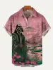 Vintage Japan Harajuku Retro Masked Samurai Men's Hawaiian Casual Shirt Men With Print Short Loose Camisas Casuais Slim Fit Y2K 5
