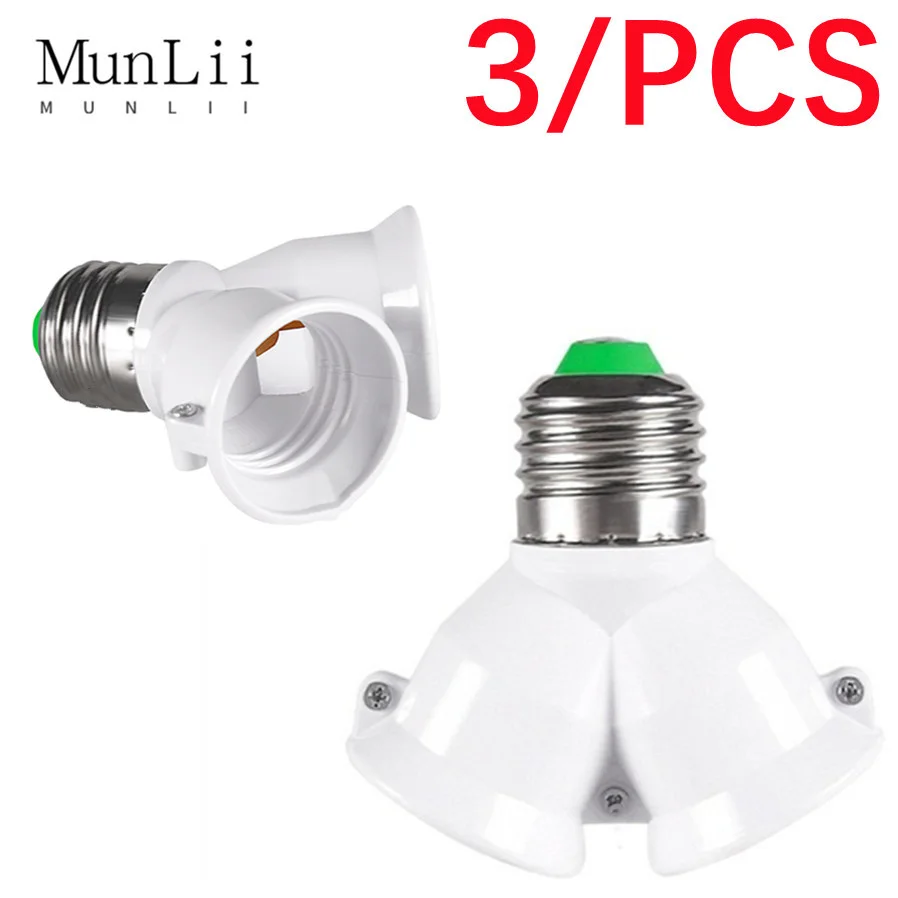 3 PCS E27 to 2 E27 splitter Lamp Bulb base Adapter Converter 2E27 265V 2A LED Y Shape Socket Light Holder Conversion socket