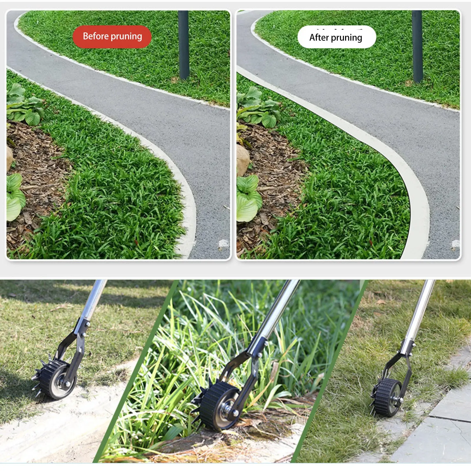 Manual Lawn Edger Single Wheel Manganese Steel and Stainless Steel Lawn Edging Roller Rust Resistant Serrated Blade for Garden 4