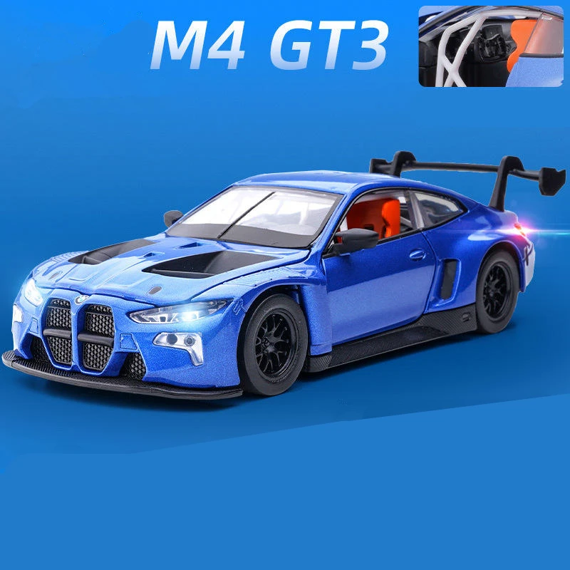

1:32 модель спортивного автомобиля BMW M4 GT3 из сплава, литой металлический трек, Модель гоночного автомобиля, высокая симуляция звука и искусственных игрушек, подарок