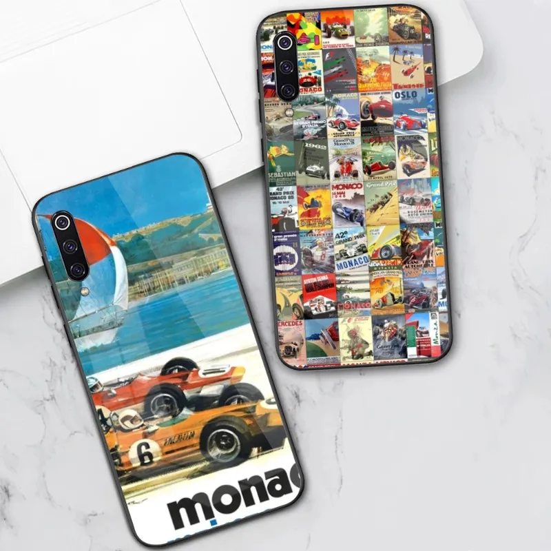Custodia Per Telefono Grand Prix Vintage Monaco Per Xiaomi 13 12 11T 10 9 Redmi Note 12 11 10 10S Pro Cover Per Telefono In Vetro Nero Per Pc
