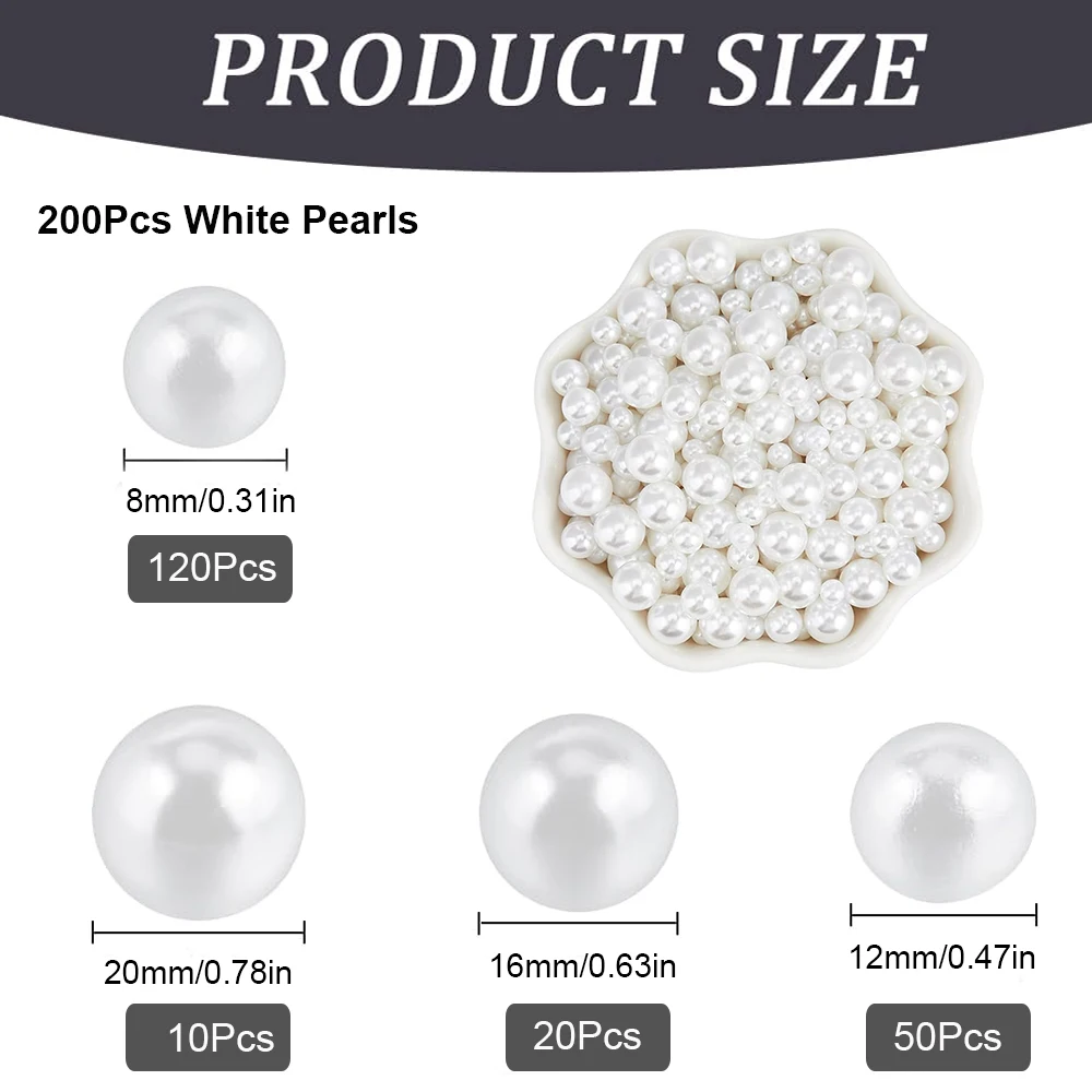 CrzBeadss Perlen Ohne Löcher 8mm - 400 Stück Weiße Perlen Für DIY & Deko