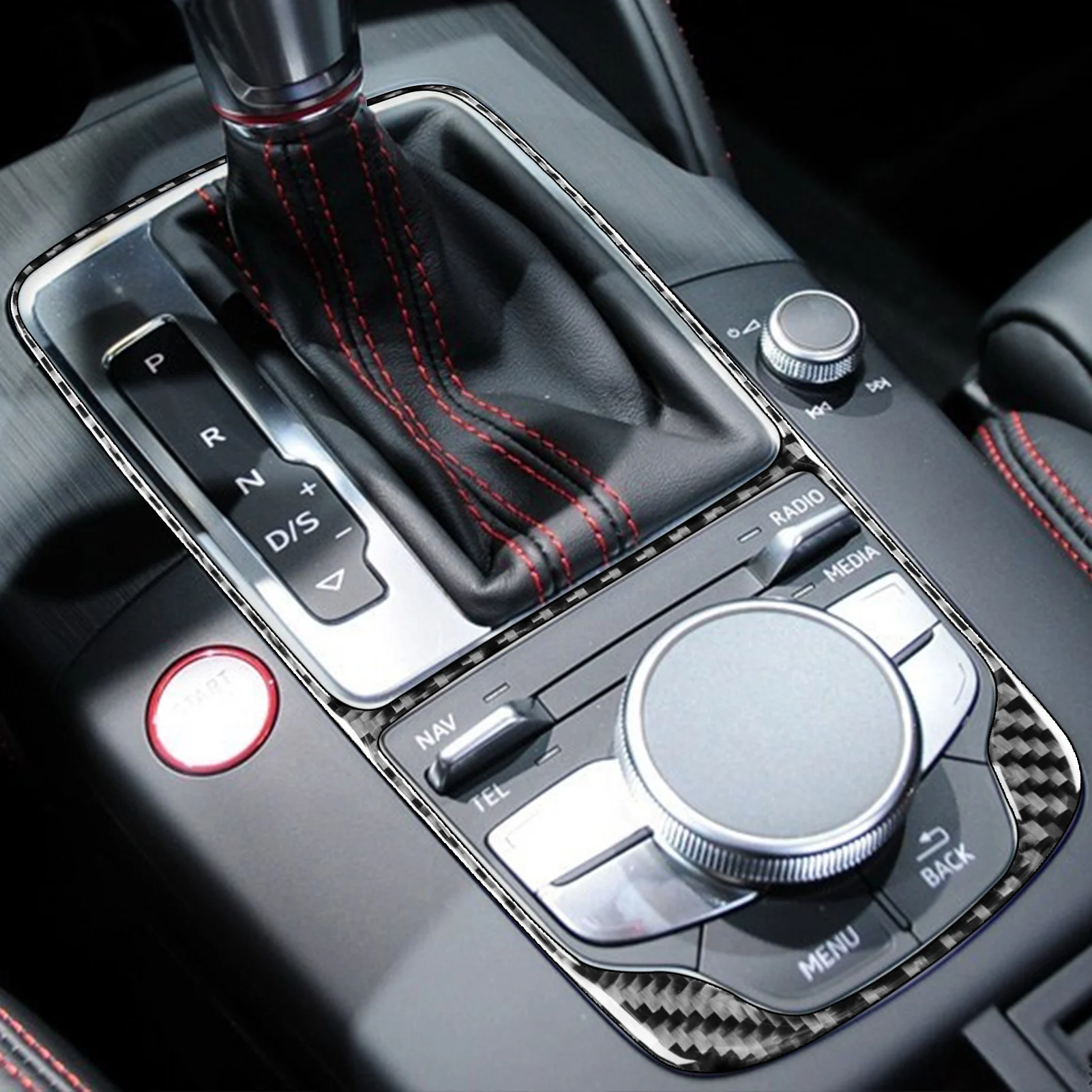 Interni Modanature Car Styling Center Console Decorazione Del Pannello Del Cambio Adesivi Trim Per A3 8V S3 2014-2020 Accessori Auto In Fibra Di Carbonio Trim Copertura Interna(B Black