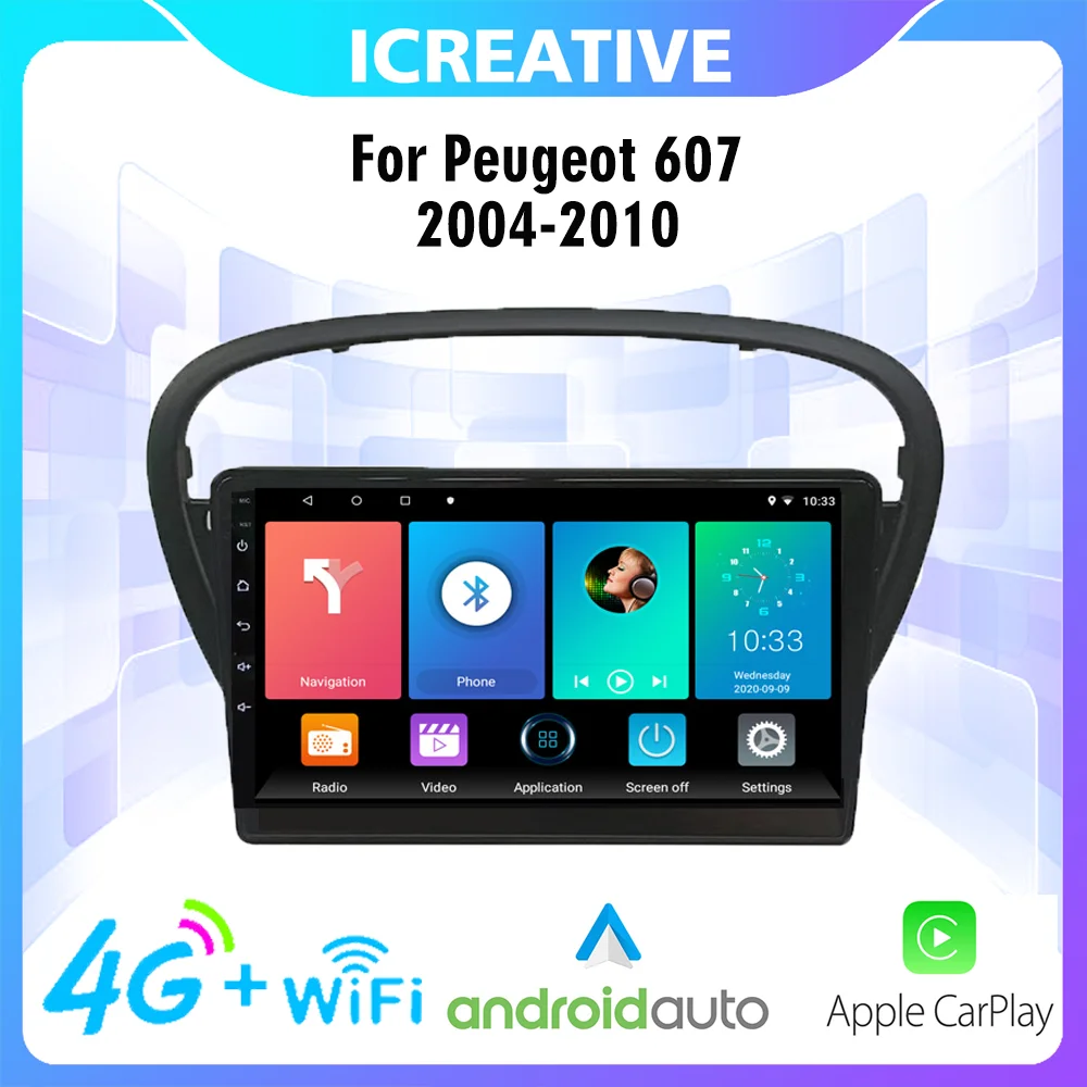 

2 Din 4G Carplay Car Stereo WIFI GPS Navigation Multimedia Player For Peugeot 607 2004-2010 Android Radio Head Unit Aftermarket
