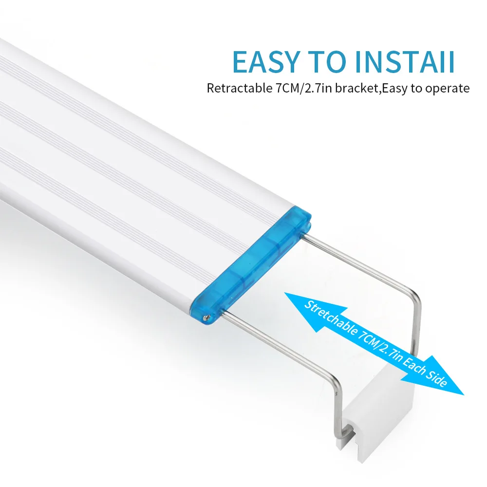 Ultra Thin LED Aquarium Light with Timer & Dimmer - Adjustable 18-70CM Clip-On Aquatic Plant Illumination